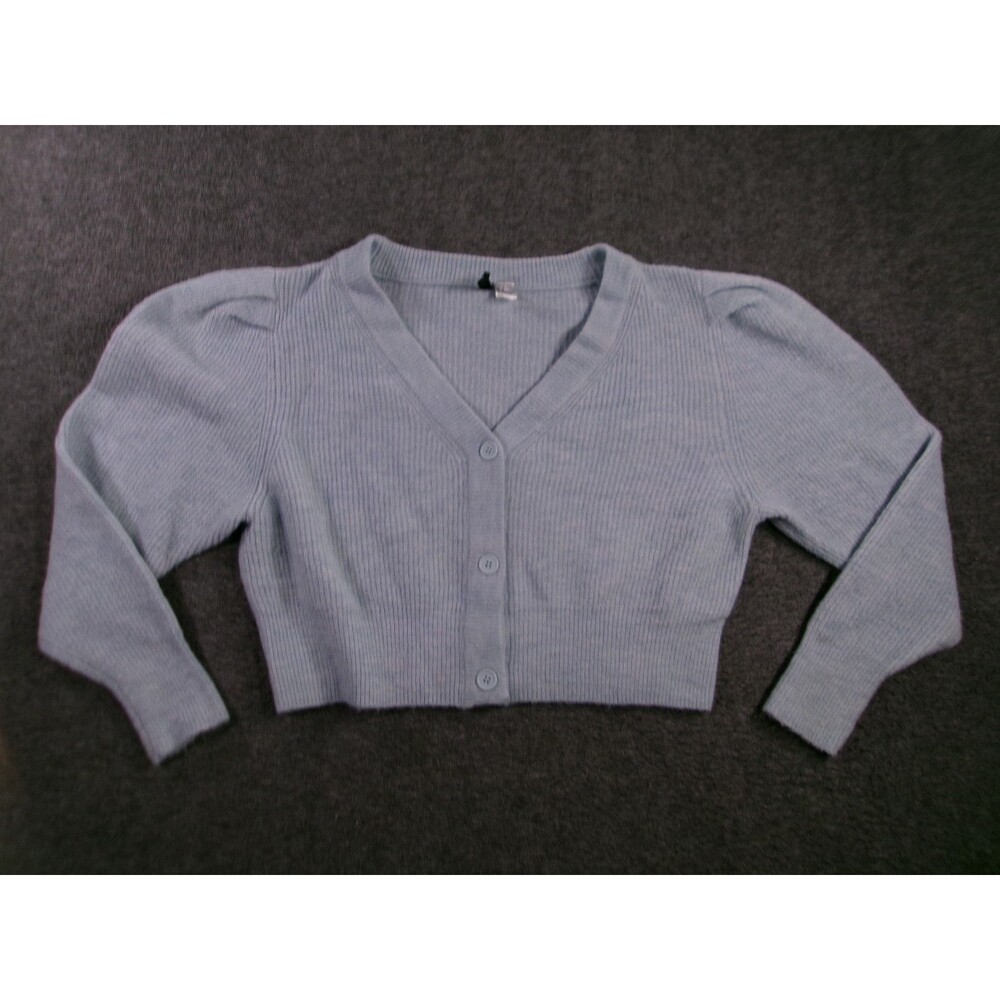 Divided HM Sweater Women Large Blue Button Cardigan Crop Layering Capsule Cozy